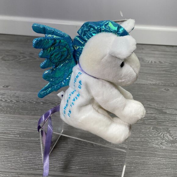 Vintage 2000 Mary Meyer White Pegasus Beanbag Plush Girl Scouts Flying Up New - Picture 6 of 12